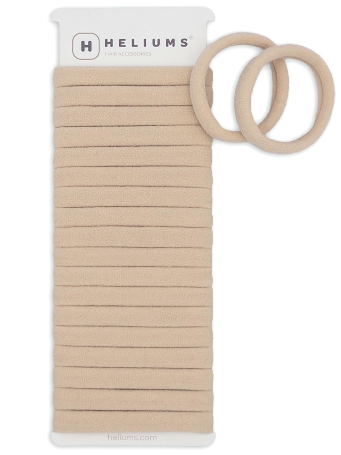Heliums Soft Hair Ties - No Damage Seamless Nylon Fabric Bands, Stretchy Ponytail Holders for Thin & Thick Hair - Standard 1.5 Inch, Neutrals, 20 Pack