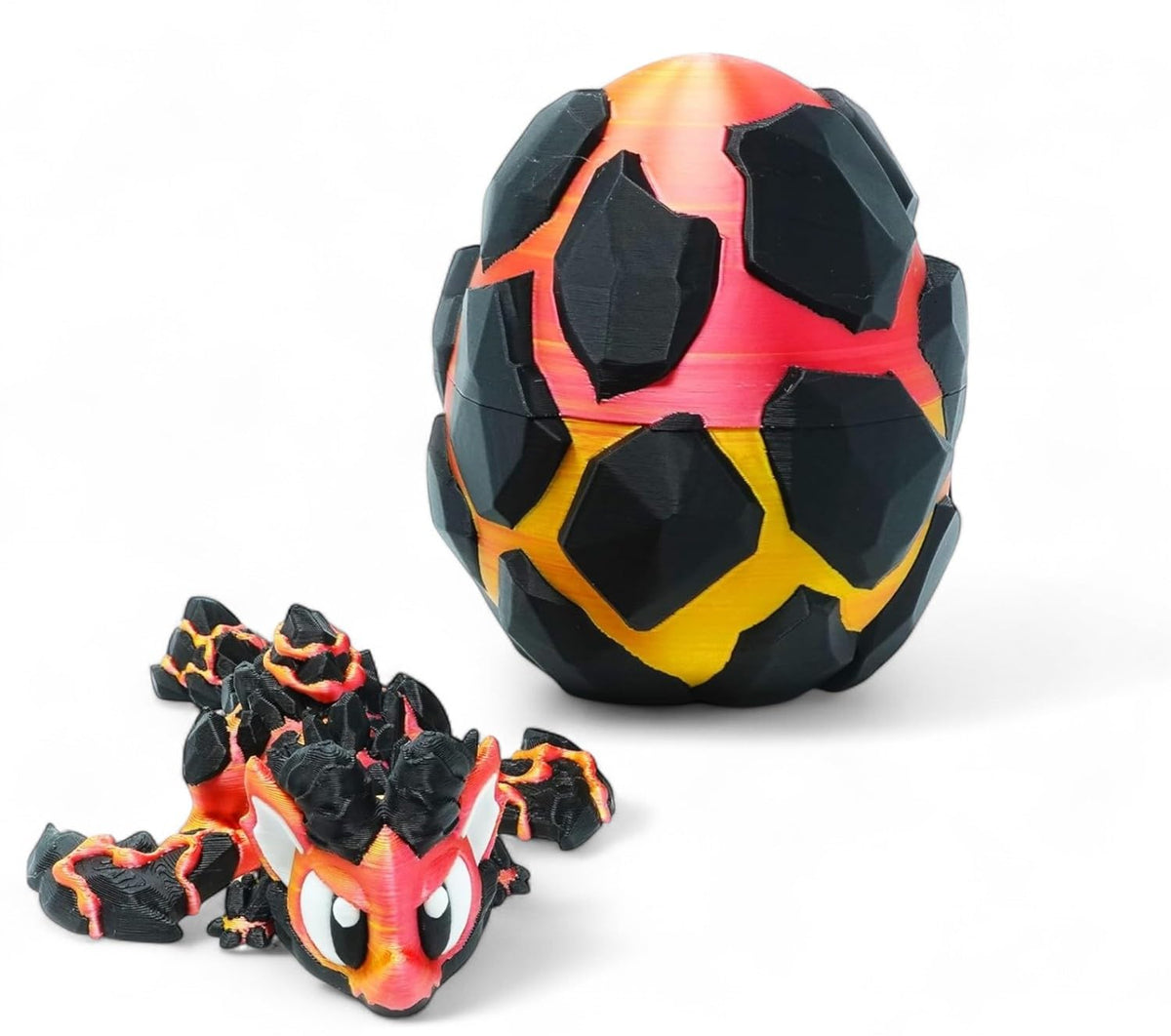 Articulated Dragon with Egg, 3D Printed Toy, Flexible Fidget Figure, 3D Dragon Egg, Desk Pet, Home Decor, Birthday Gift for Kids, Easter Basket Toy, Collectible Figure (Cherry Blossom)