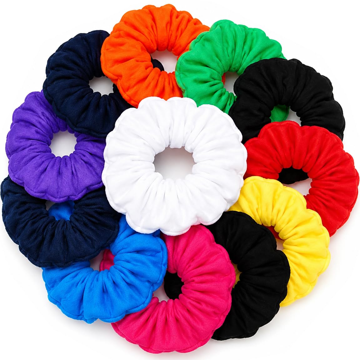 12 Pack Cotton Hair Scrunchies for Women & Girls, 4 Inch Colorful Elastic Hair Ties, No Damage Ponytail Holders for Thick Thin Curly Straight Hair, Soft Stretch Hair Accessories