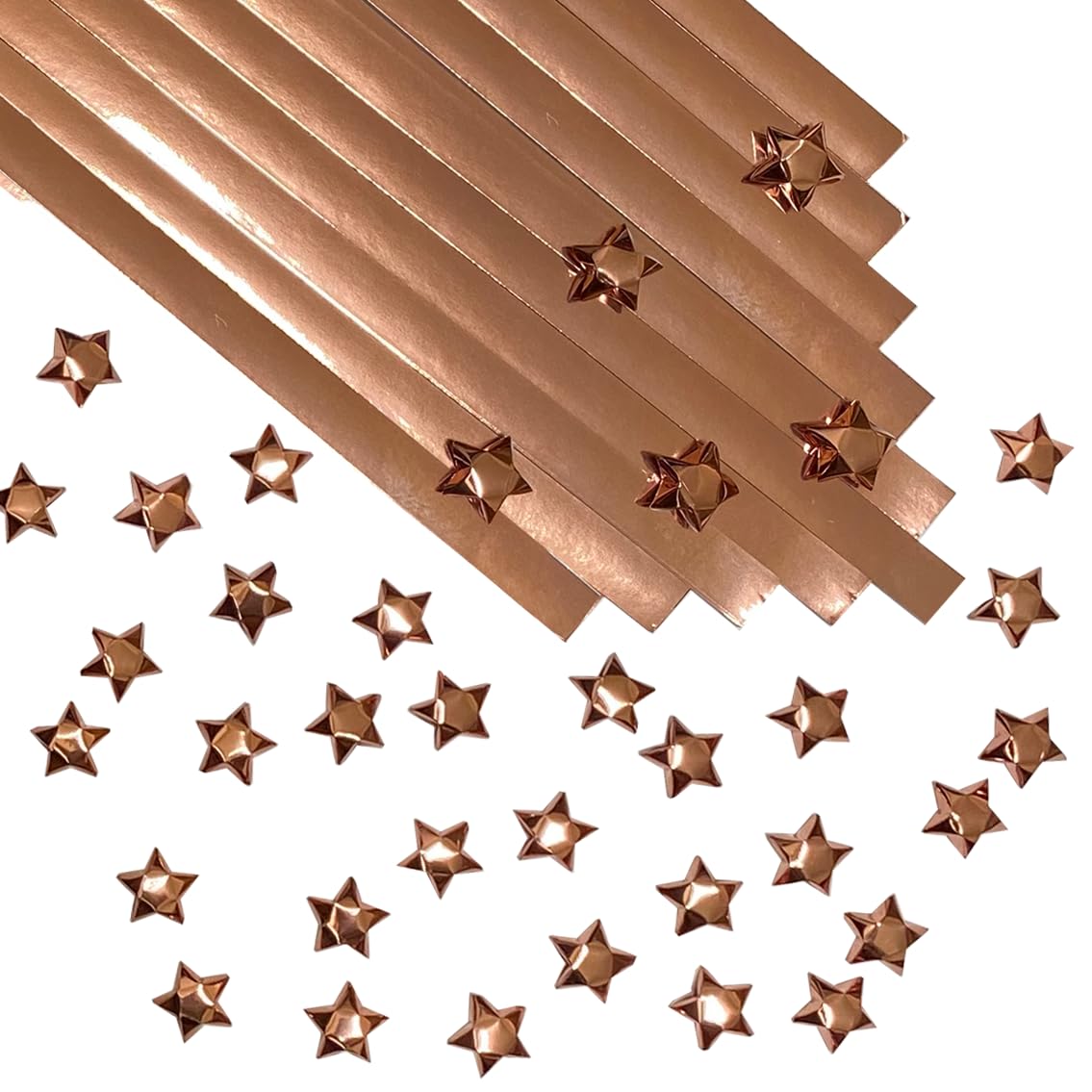 500-Strips Pink Foil Paper Strips for Making Origami Stars, Lucky Stars, Puff Star. Reflective Mirror Shiny Paper Strips, 0.5 x 11 inch. (Pink Foil, 500)