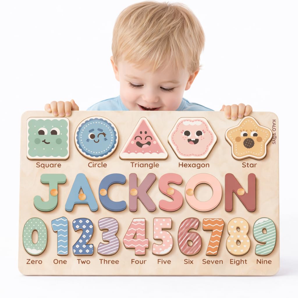 Personalized Name Puzzle for Toddlers 1-3 | Custom Wooden Baby Girl Gift with 48 Animal Art Sets | 1st Birthday Gift for Girls | Personalized Baby Boy & Girl Gifts Keepsake