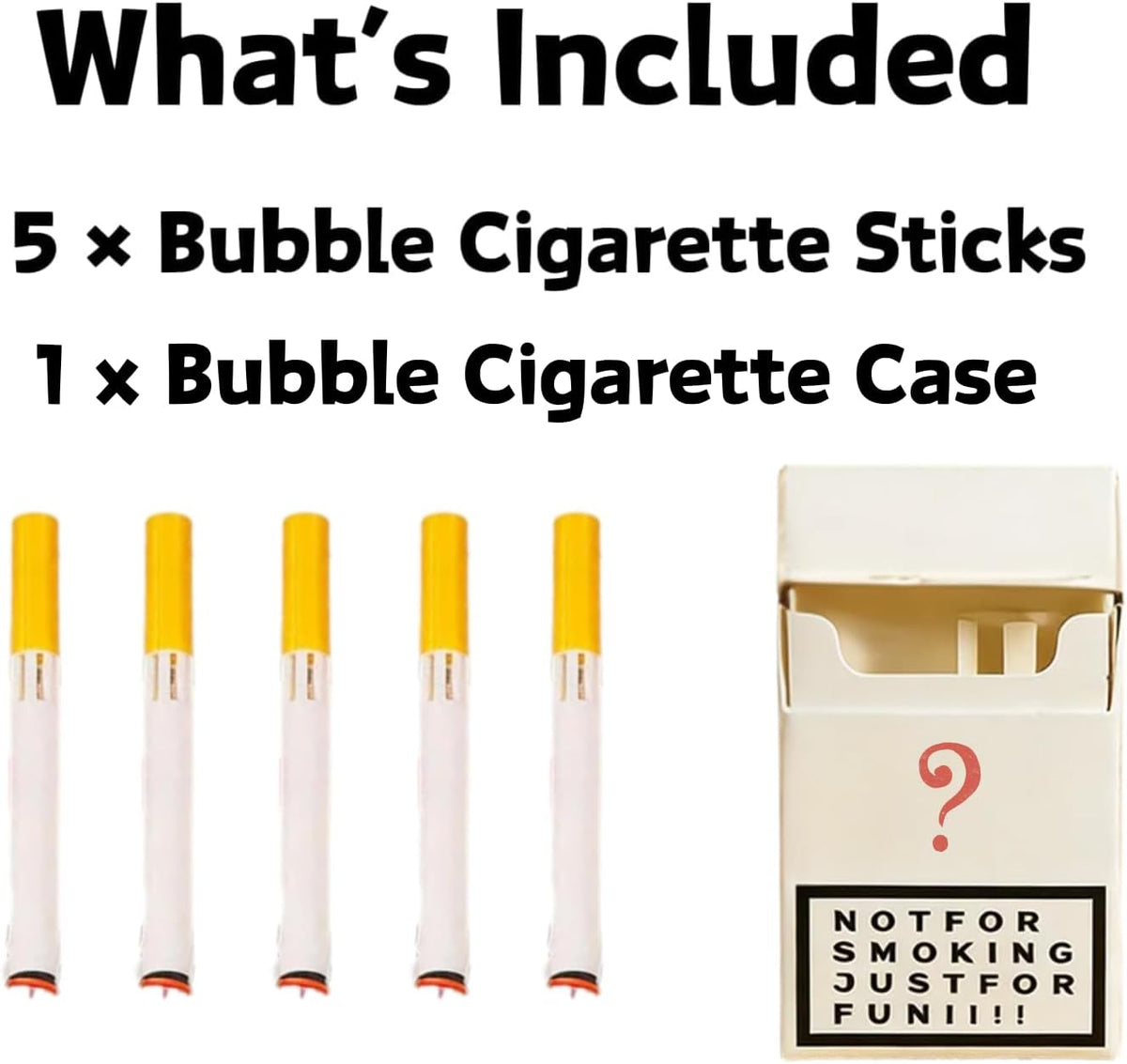 5PCS Bubble Cigarette Toy, Fake Cigarette Bubble Blower Sticks, Mini Bubble Blowing Set with Cigarette Case, Stress Relief Novelty Gifts for Parties, Birthdays & Festivals