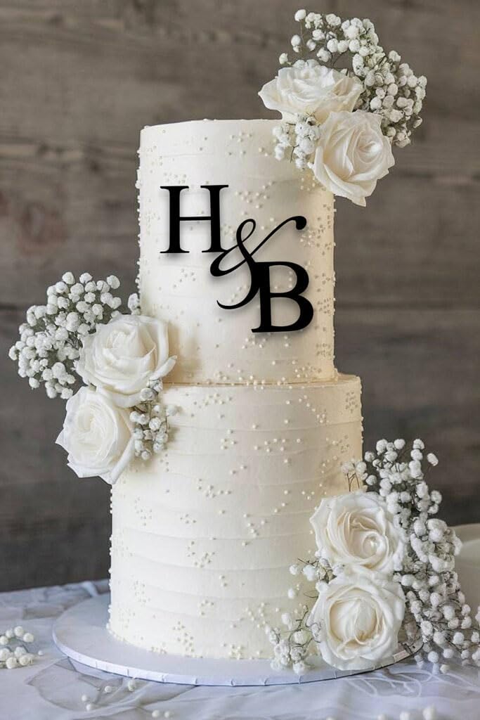 Personalized Wedding Cake Charm, Custom Monogram Side Topper - 30 colors to choose from