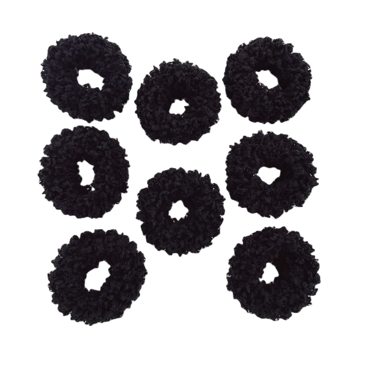 8pcs Plush Scrunchie Hair ties Large Scrunchie fluffy tied Hair Rope Cute Elastic Hair Bands Scrubchy Hair Accessories for Women and Girls (Black)