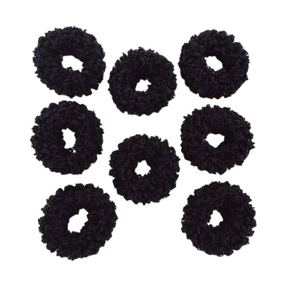 8pcs Plush Scrunchie Hair ties Large Scrunchie fluffy tied Hair Rope Cute Elastic Hair Bands Scrubchy Hair Accessories for Women and Girls (Black)