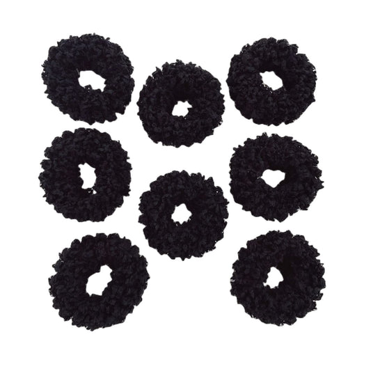 8pcs Plush Scrunchie Hair ties Large Scrunchie fluffy tied Hair Rope Cute Elastic Hair Bands Scrubchy Hair Accessories for Women and Girls (Black)