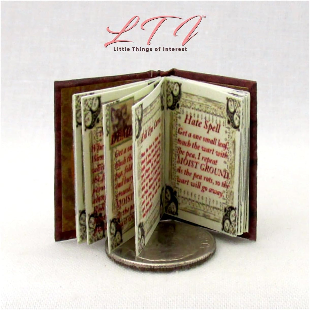 Miniature Dollhouse Accessory 1/12 Scale Illustrated Readable Book Hocus Pocus Magic Book of Spells by Little Things of Interest
