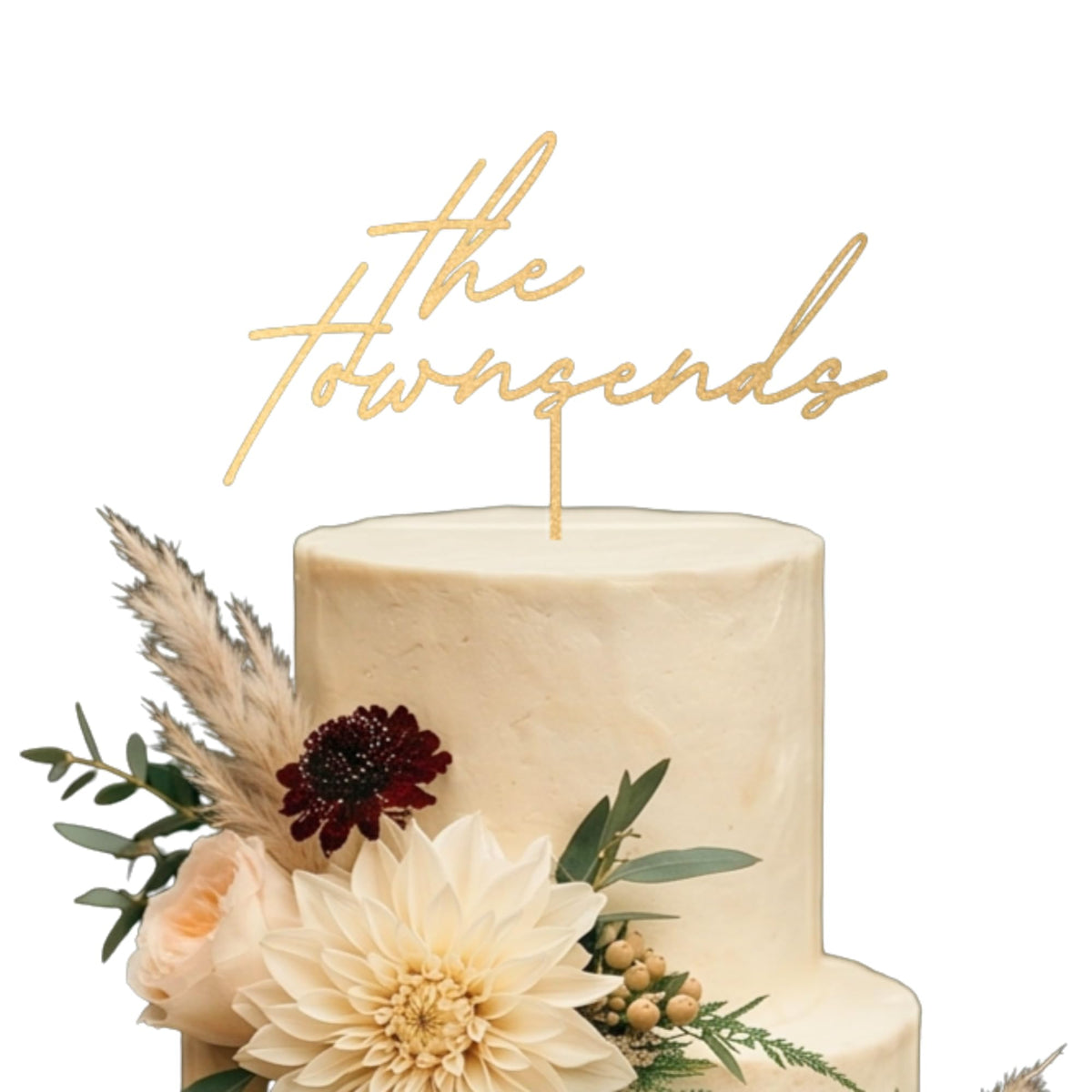 Personalized Wedding Cake Topper, Custom Lastnames"Wood Cake Decor, Available in Gold, Silver, Black, White, & Natural Wood (Design 10)