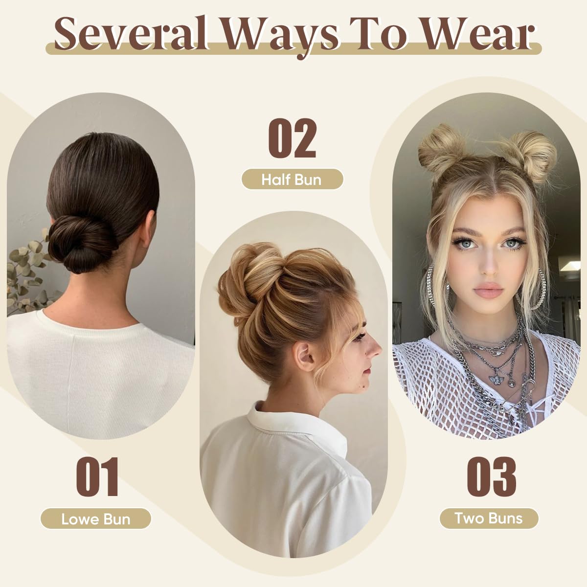 CJL HAIR 2PCs Small Cute Messy Bun Hair Piece for Thin Hair Women Mini Synthetic Curly Bun Scrunchies Updo Hairpieces Dirty Blonde