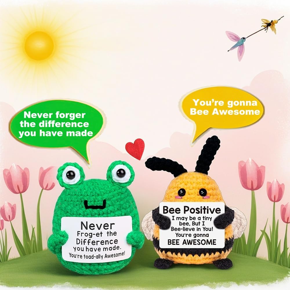 Positive Crochet Animals Bulk with Inspirational Support Messages Cards
