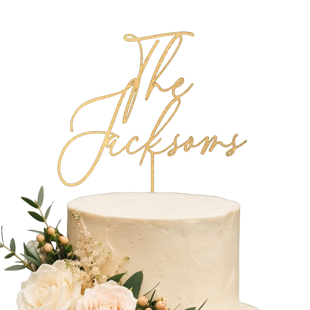 Personalized Wedding Cake Topper, Custom Lastnames"Wood Cake Decor, Available in Gold, Silver, Black, White, & Natural Wood (Design 10)