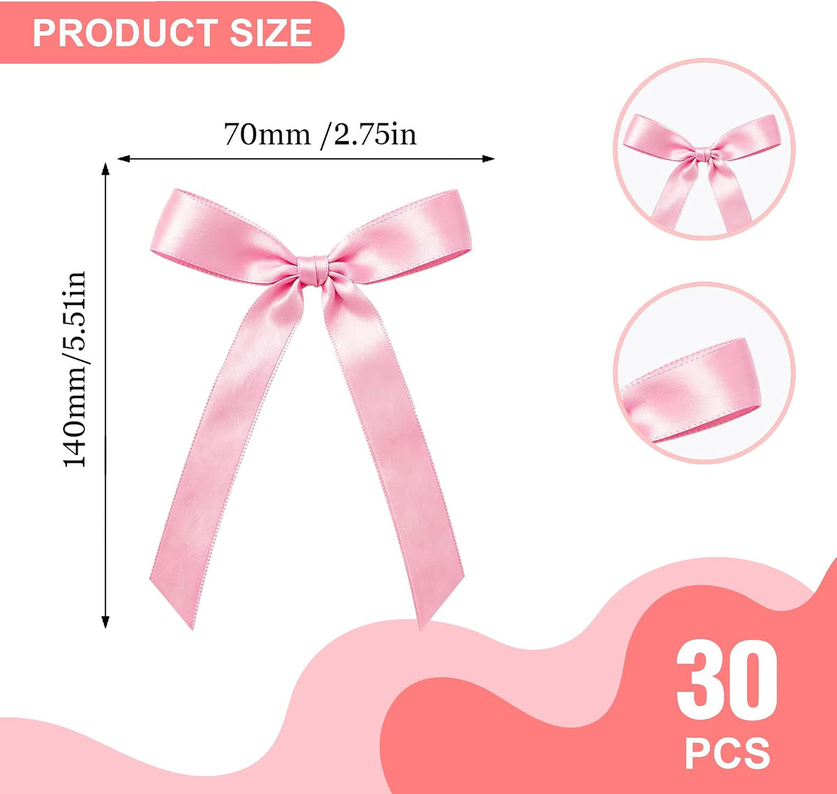 EDSG 30 Pack Bows Custom Cake Topper, Personalized Double Sided Glitter Cake Topper with Any Text Numbers, 11 Colours for Birthday Wedding Anniversary Graduation Baby Shower (with 30 Pcs Black Bow)