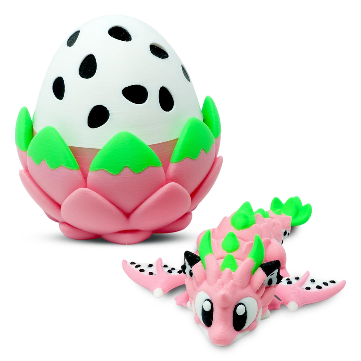 Articulated Dragon with Egg, 3D Printed Toy, Flexible Fidget Figure, 3D Dragon Egg, Desk Pet, Home Decor, Birthday Gift for Kids, Easter Basket Toy, Collectible Figure (Cherry Blossom)