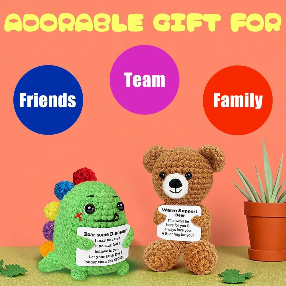 Positive Crochet Animals Bulk with Inspirational Support Messages Cards