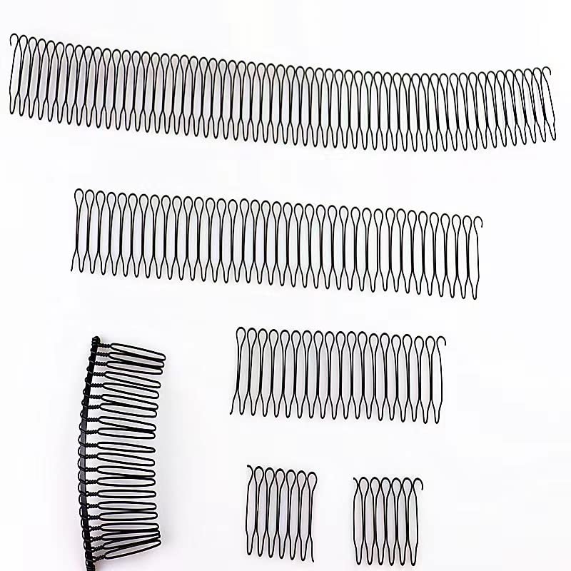 U Shape Hair Finishing Fixer Comb, 6 Pieces Bobby Bangs Holder Styling Tool Stretchable Hair Pin U Shape Wavy Comb Clips Spring Headband Circle Styling Black Pins Bun Hairpins for Women Girl