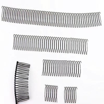 U Shape Hair Finishing Fixer Comb, 6 Pieces Bobby Bangs Holder Styling Tool Stretchable Hair Pin U Shape Wavy Comb Clips Spring Headband Circle Styling Black Pins Bun Hairpins for Women Girl