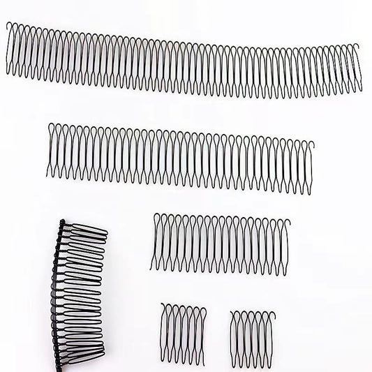 U Shape Hair Finishing Fixer Comb, 6 Pieces Bobby Bangs Holder Styling Tool Stretchable Hair Pin U Shape Wavy Comb Clips Spring Headband Circle Styling Black Pins Bun Hairpins for Women Girl