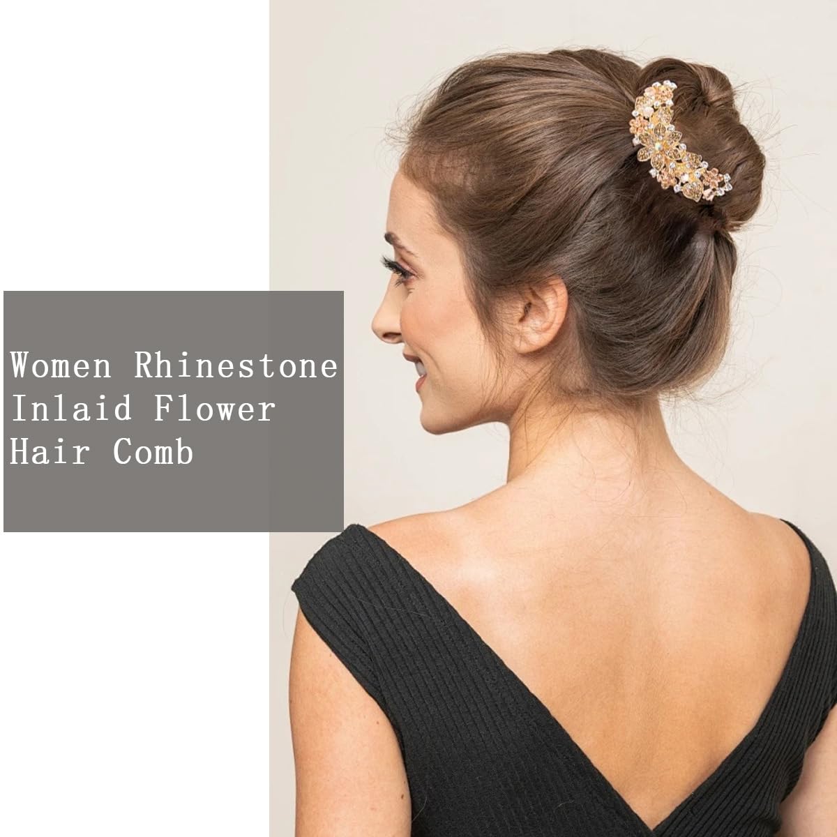 KuuGuu 4 PCS Rhinestone Inlaid Flower Hair Comb for Women Girls Floral Hair Side Combs Sparkle Crystals Hair Pin Bridal Wedding Hair Accessories for Christmas, Parties, Prom, Dance