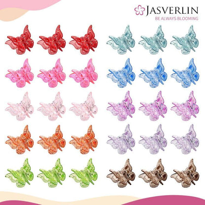 JASVERLIN Glitter Butterfly Hair Claw Clips, Y2K Hair Accessories 50 Pcs