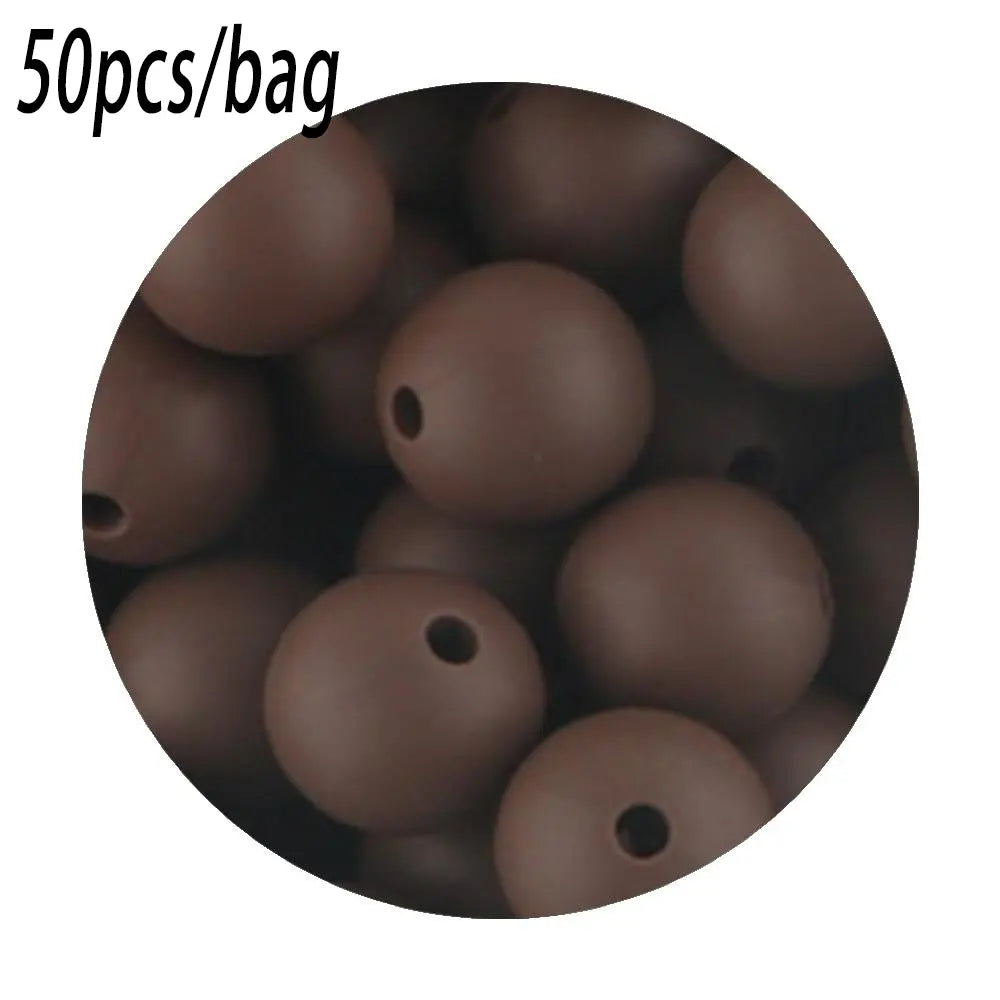 Silicone Beads Kit, 50 pcs Beaded Set of 15 mm Silicone Beads, Bead Assortment and DIY Beading and Jewelry Making Supplies for Keychains, Necklaces and Jewelry Crafts
