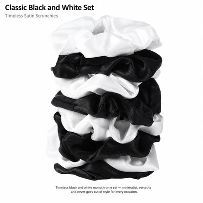 8-Pack Satin Hair Scrunchies, 100% Polyester, Soft Silky Hair Ties, Non-Damaging, Morandi Pastel Hair Accessories（Pre-Order）