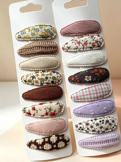 8pcs Simple Color Flower Hair Clips, Casual No-Trace Side Bangs Barrettes, All-Season Daily Use, Floral Design Hair Clips, Knitted Texture