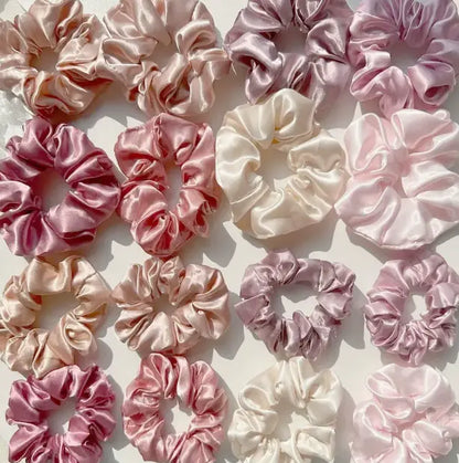 16pcs Elastic Satin Hair Scrunchies for Women, Solid Color Soft Hair Ties Non-Damaging, Versatile Casual Ponytail Holders for Daily Use, Cute Gift for Her