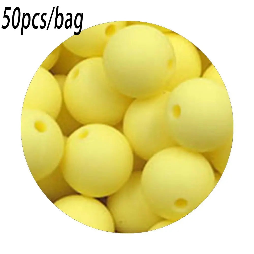 Silicone Beads Kit, 50 pcs Beaded Set of 15 mm Silicone Beads, Bead Assortment and DIY Beading and Jewelry Making Supplies for Keychains, Necklaces and Jewelry Crafts