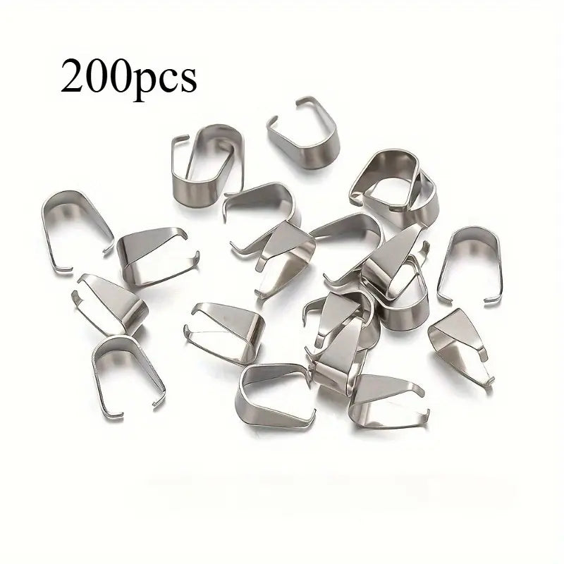200pcs Stainless Steel Pinch Clip Pendant Clasp Bail Connector for DIY Beading Making Necklace Jewelry Making Supplies Accessories Barrel Clasp Beads And Accessories Metal Accessories