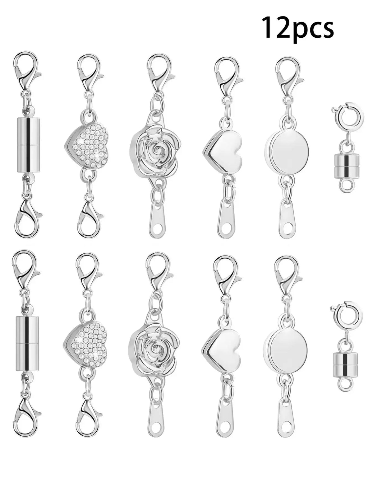 12pcs Magnetic Necklace Clasps and Buckles, Locking Magnetic Jewelry Clasp, Magnetic Necklace Extender, Necklace Clasp Helper, Adjustable Clasp, Clasps for Jewelry Making, DIY Jewelry Accessories
