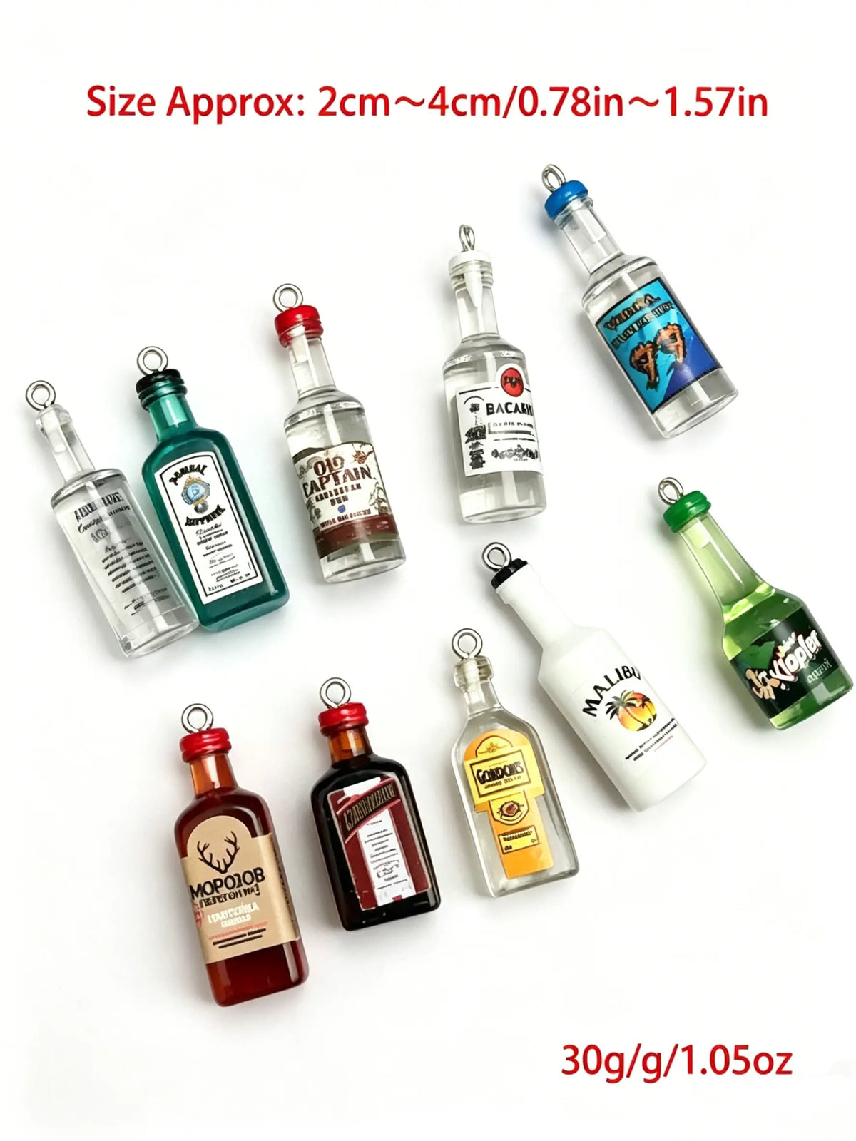 Mini Liquor Bottle Charms, Dangling Charms, Dangle Charms, 10Pcs 3D Resin DIY Pendants, Jewelry Making Supplies, Charms for Crafts, Ideal for DIY Earrings, Bracelets & Keychains, Perfect for Gifts, Festival Decor