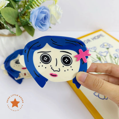 Blue-Haired Girl Double-Sided Claw Hair Clips, Durable Plastic for Women & Girls, FallFreshness, Casual Design, 4 Inches, Unisex, Premium Quality, Perfect Gift for Birthday, Valentine's Day, Graduation