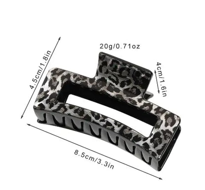 4pcs 8.5cm Leopard Print Square Hair Claws for Women, Glossy Minimalist Clips for Daily Casual Wear, Cute Hair Accessories for Fall Winter Gift