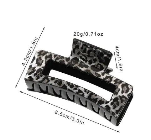 4pcs 8.5cm Leopard Print Square Hair Claws for Women, Glossy Minimalist Clips for Daily Casual Wear, Cute Hair Accessories for Fall Winter Gift