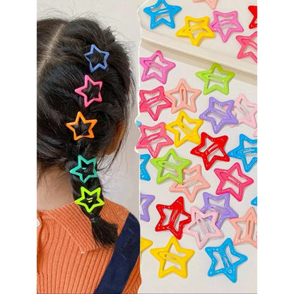 Dopamine Hair Accessory Set (30-90 Pieces) - Colorful Sparkly Star Secure Flat Clips, Fashion All-Season Hair Accessories for School & Daily Wear, Cute