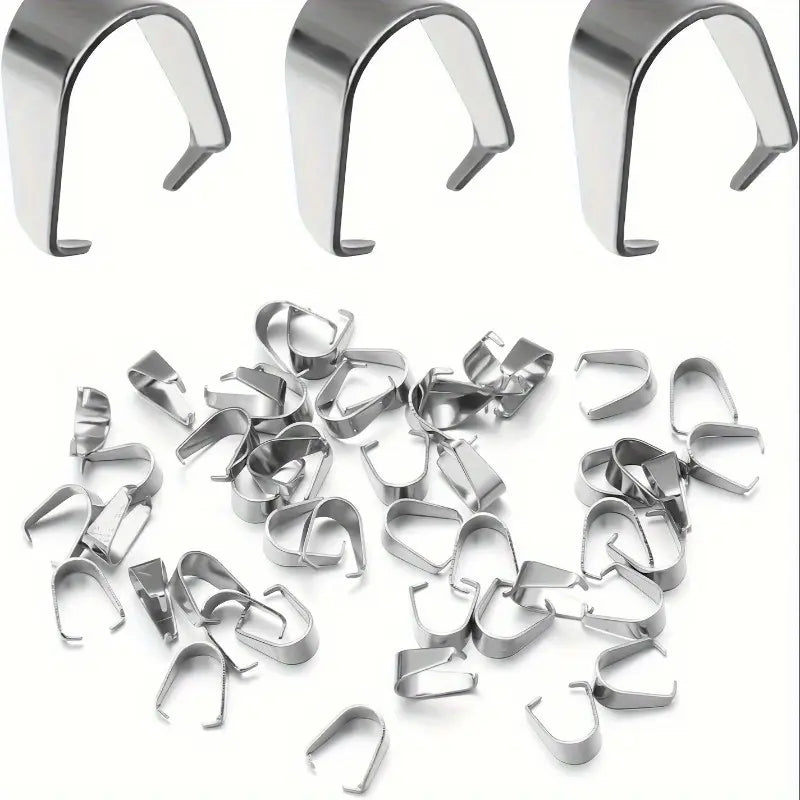 200pcs Stainless Steel Pinch Clip Pendant Clasp Bail Connector for DIY Beading Making Necklace Jewelry Making Supplies Accessories Barrel Clasp Beads And Accessories Metal Accessories