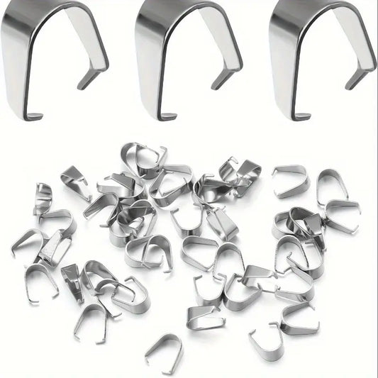 200pcs Stainless Steel Pinch Clip Pendant Clasp Bail Connector for DIY Beading Making Necklace Jewelry Making Supplies Accessories Barrel Clasp Beads And Accessories Metal Accessories