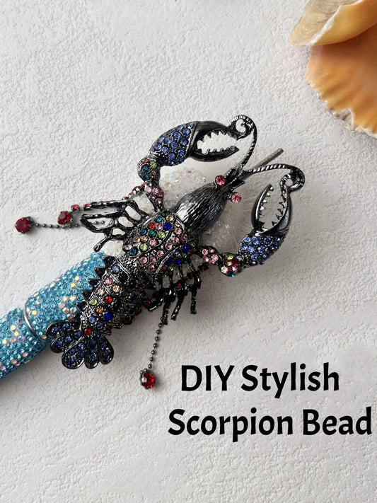 Unique Alloy Rhinestone Scorpion Bead and One Cheese Square Acrylic Bead, and a Random Color Beaded Pen Stylish Jewelry Accessory, Perfect for Jewelry Making and DIY Projects