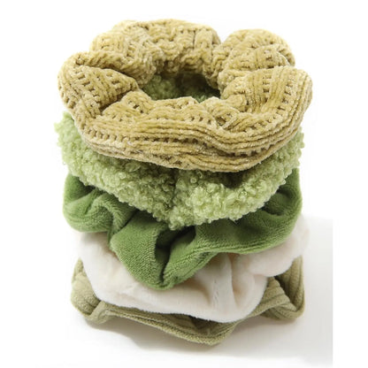 5 count Furry Scrunchies Elastic Hair Scrunchies for Women and Girls