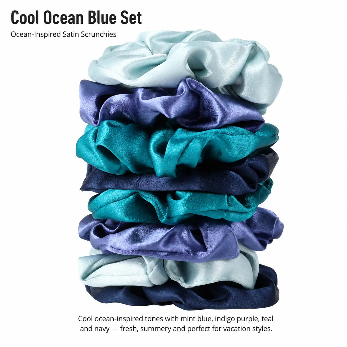 8-Pack Satin Hair Scrunchies, 100% Polyester, Soft Silky Hair Ties, Non-Damaging, Morandi Pastel Hair Accessories（Pre-Order）