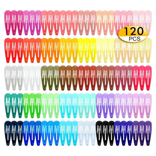 120 Pack Colorful Barrettes, 2 Inch Barrettes Metal Snap Hair Clips Candy Color Hair Accessories for  Teens, ,Women(40 Colors)