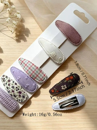 8pcs Simple Color Flower Hair Clips, Casual No-Trace Side Bangs Barrettes, All-Season Daily Use, Floral Design Hair Clips, Knitted Texture