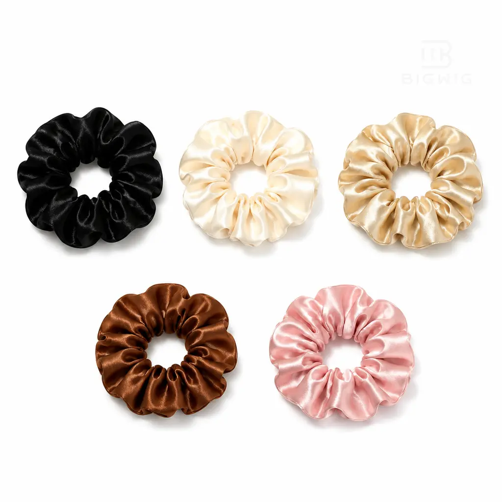 15 Piece Satin-Look Scrunchies Hair Ties Set, Soft Shiny Fabric, Stretchy Elastic Hold, Easy Styling for Women and Girls, Work, School, Travel, Gym, Hair Bands