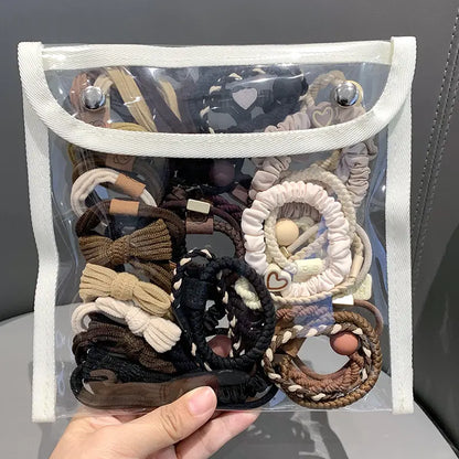 Chic Brown Elastic Hair Ties, Simple Premium Scrunchies, Stretchy Durable Hair Bands for Daily Hairstyling & Casual Everyday Outfit Styling,sohochic