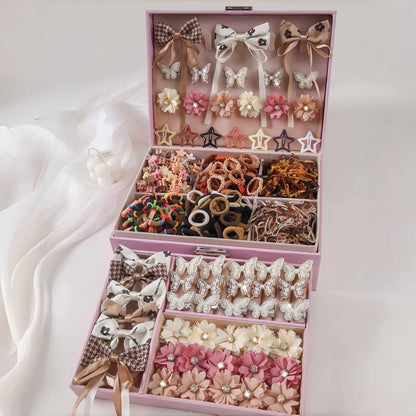 808Pcs Sweet Bow Flower Hair Accessories Set, Assorted Hair Ties, Clips and Barrettes, Cute Daily Hair Decorations for Girls