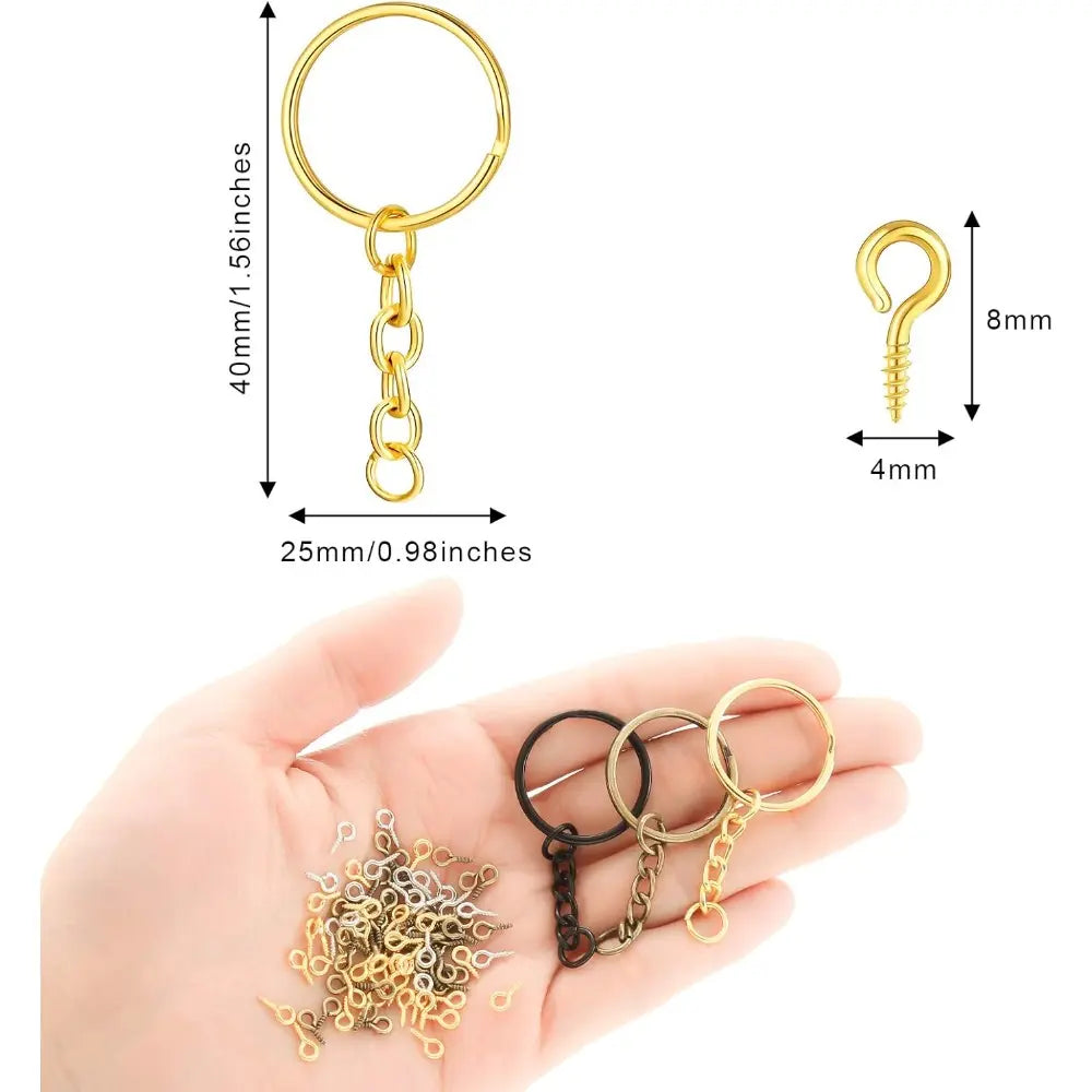 360Pcs Key Rings for Crafts Keychain Making Kit Including 90 Open Jump Rings Connectors,180 Small Screw Eye Pins Hooks for DIY Keychain Supplies(25 Mm,Mixed Color)