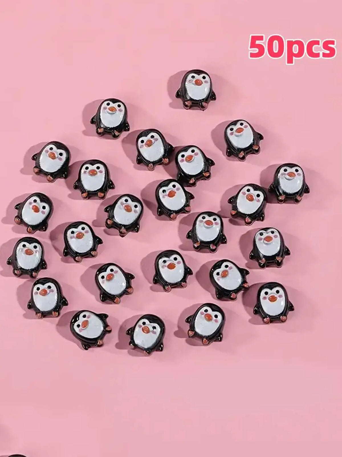 50pcs, mini resin penguin series flat back stone figurines DIY with Charms, Crafts wedding scrapbook nail accessories, scene decoration, holiday decoration, home decoration, Christmas decoration