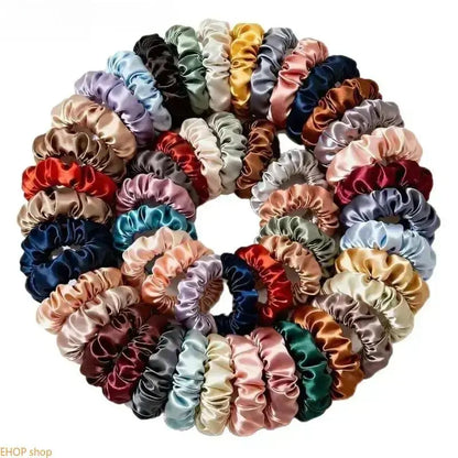 Unisex 19-Piece Silk Satin Scrunchies - Soft Hair Ties, Elegant Fashion Accessories for Ponytails, Daily Styling, Daily Wear,sohochic