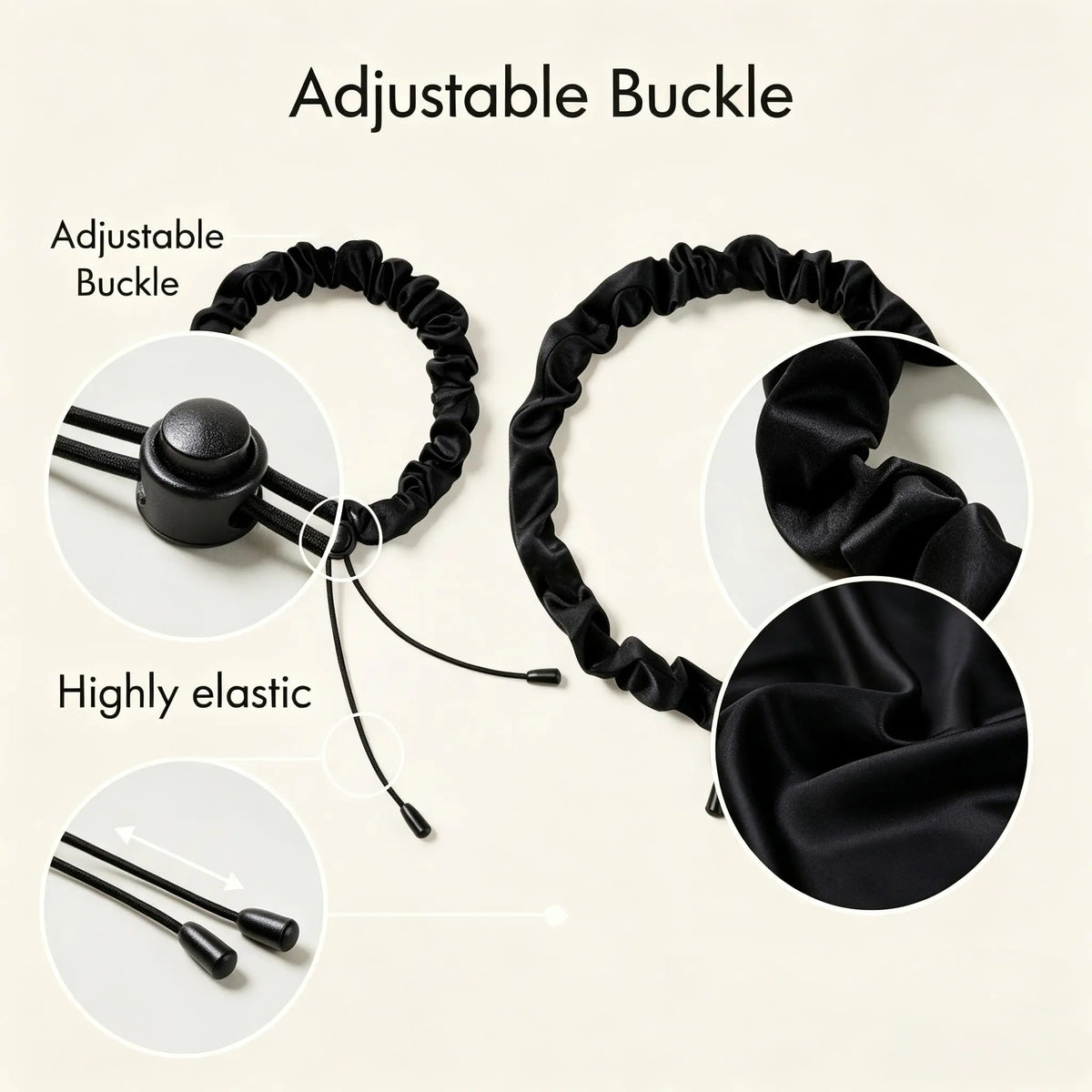 Adjust Satin Hair Scrunchies for Women Girls, Adjustable Hair Ties Soft Than Silk for 4c Girlie Thick Curly Natural Hair, Easy to Use Hair Accessories for Afro Puff Loc Ponytails