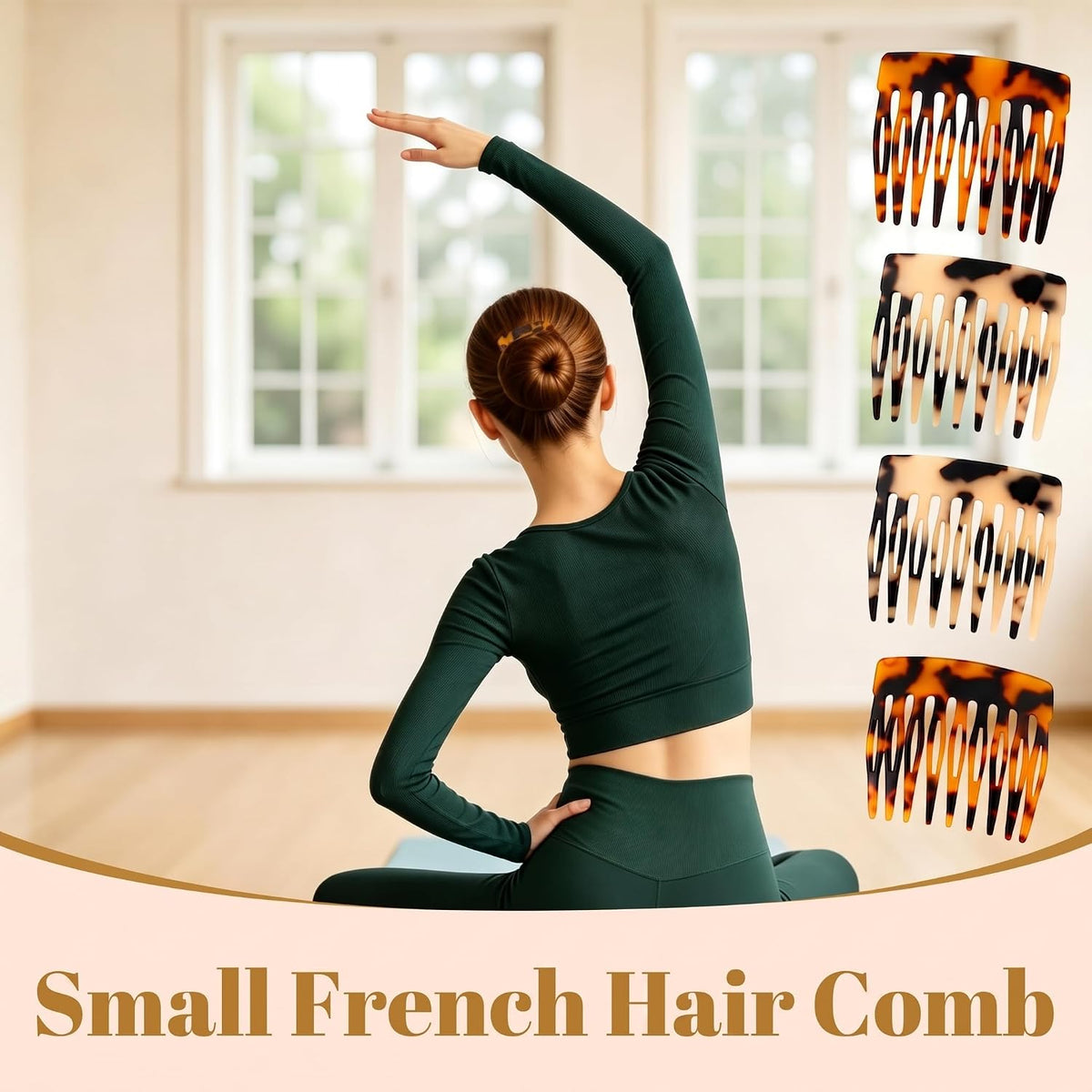 4 Pcs French Hair Side Combs Twist Combs Small Combs for Styling Decorative French Hair Comb for Women Bun Chignon Up-Do Styling Girls Hair Accessories